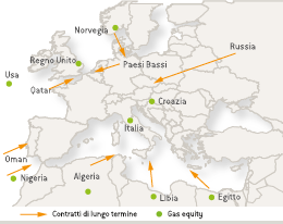 Portafoglio Eni approvvigionamento gas naturale (Mappa)