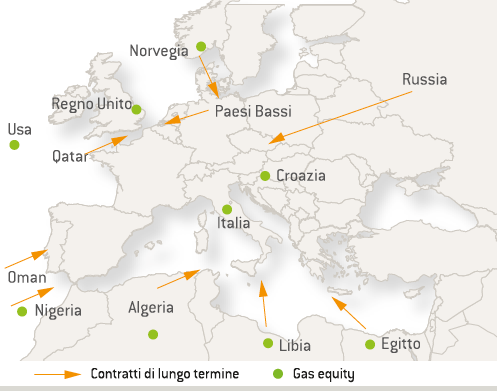 Portafoglio Eni approvvigionamento gas naturale (Mappa)