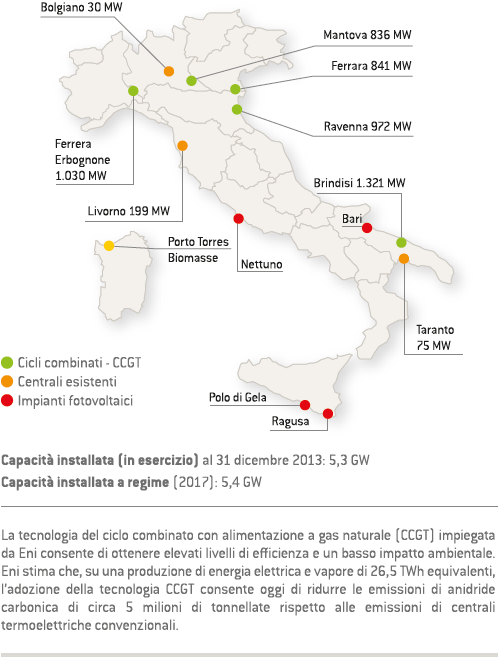 Centrali e Stabilimenti EniPower in Italia (Mappa)